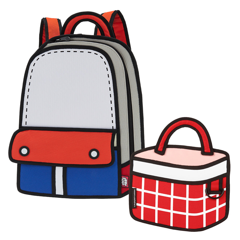 💖Qixi Festival Combo💖Red Adventure Backpack &amp; Red Checked Handbag | JFP-106-054