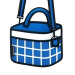 Checkered 3D Cartoon Handbag-dark blue (1)