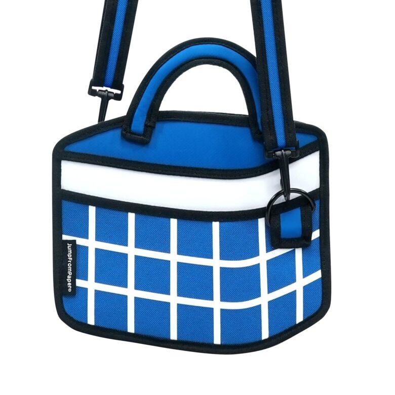 Checkered 3D Cartoon Handbag-dark blue (1)