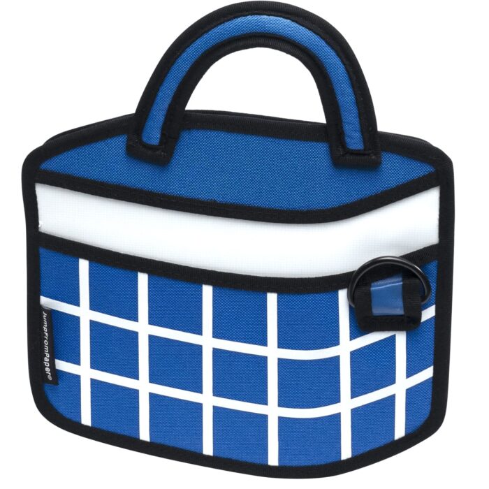 Checkered 3D Cartoon Handbag-dark blue (2)