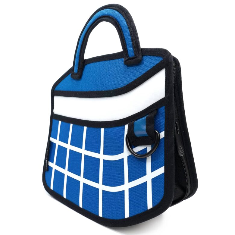 Checkered 3D Cartoon Handbag-dark blue (3)