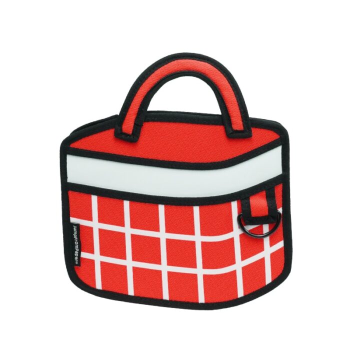 Checkered 3D Cartoon Handbag-red (1)