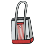 2D Cartoon Stripe Tote- Red-2