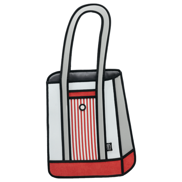 2D Cartoon Stripe Tote- Red-2