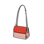 Stripe 2D Cartoon Shoulder Bag – Red-2