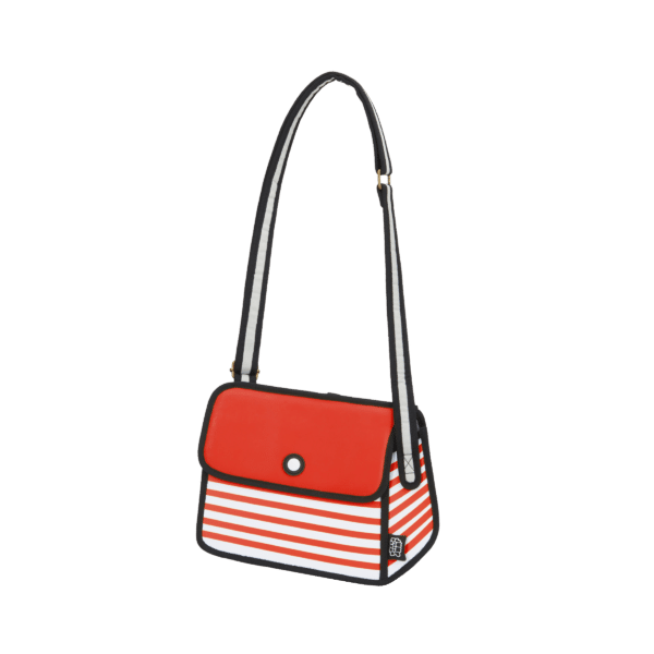Stripe 2D Cartoon Shoulder Bag – Red-2