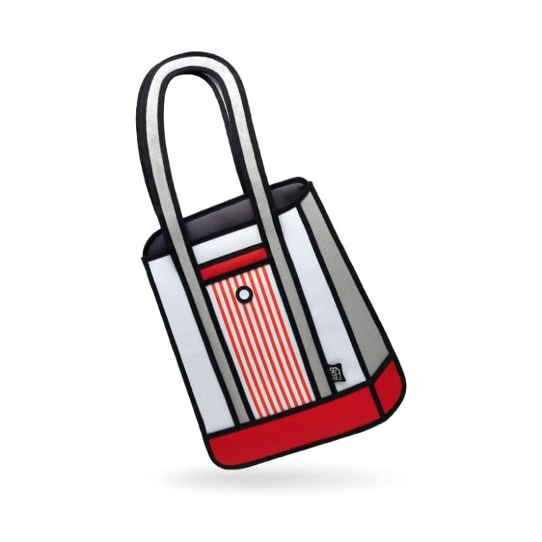 Jumpfrompaper 2D Cartoon Stripe Tote-red (6)