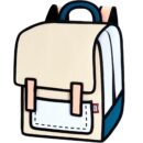 Wide Spaceman Cartoon Backpack – Fun 2D Bag - Beige