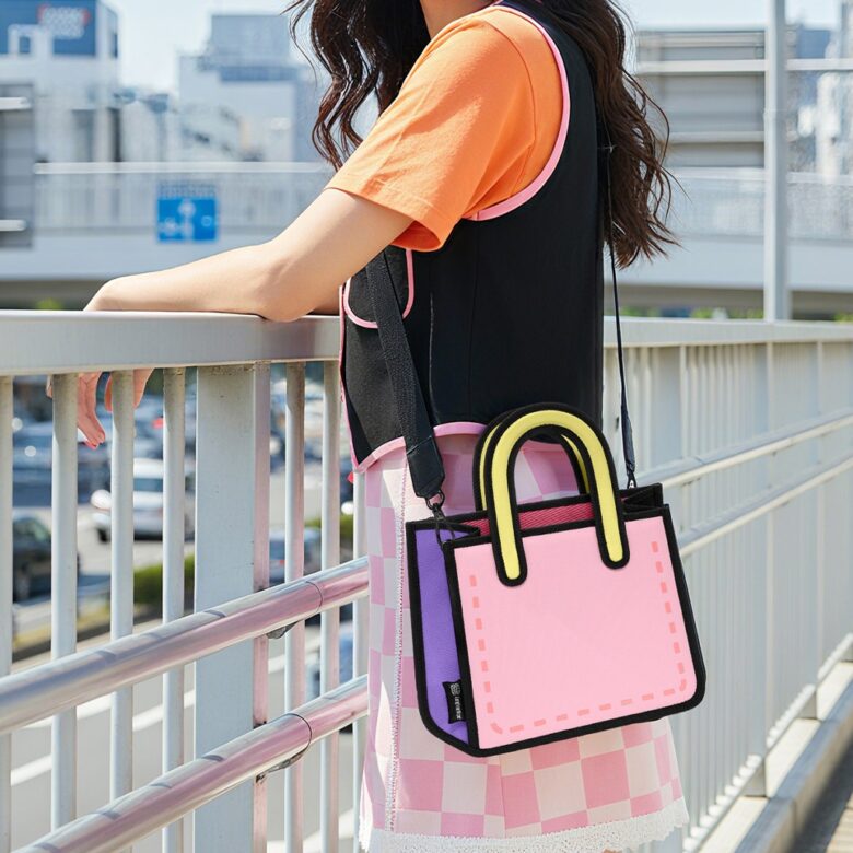 Junior Flat Kawaii 2D Tote-pink (7)